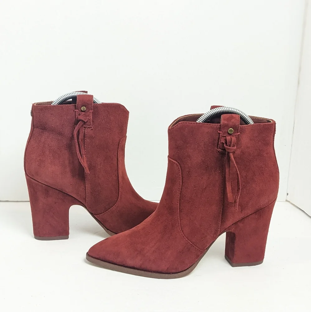 Sam Edelman red suede ankle boots - Picture 1 of 16